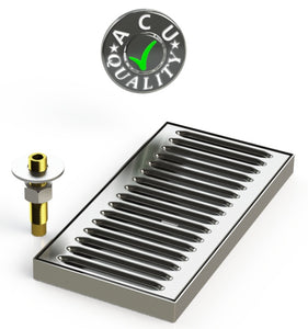 Surface Mount Drip Tray with Drain 5" X 10" X 3/4" | S/S # 4 - ACU Precision Sheet Metal