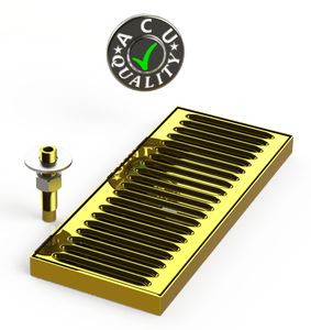 Surface Mount Drip Tray with Drain 5" X 12" X 3/4" | Brass - ACU Precision Sheet Metal