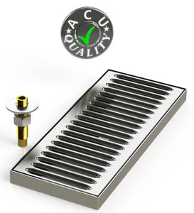 Surface Mount Drip Tray with Drain 5" X 12" X 3/4" | Mirror Stainless - ACU Precision Sheet Metal