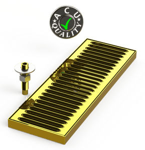Surface Mount Drip Tray with Drain 5" X 15" X 3/4" | Brass - ACU Precision Sheet Metal