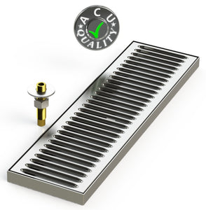 Surface Mount Drip Tray with Drain 5" X 18" X 3/4" | Mirror Stainless - ACU Precision Sheet Metal