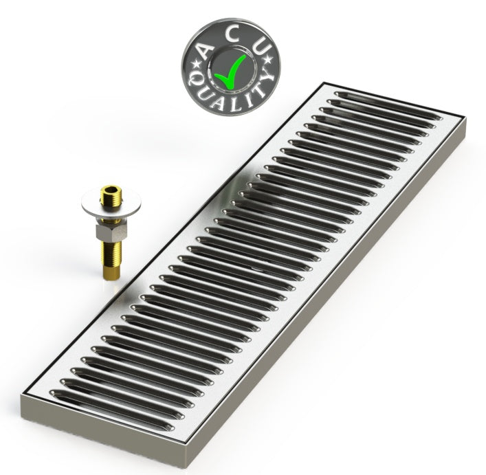 Surface Mount Drip Tray with Drain 5" X 20" X 3/4" | S/S # 4 - ACU Precision Sheet Metal