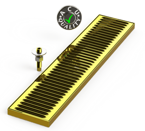 Surface Mount Drip Tray with Drain 5" X 24" X 3/4" | Brass - ACU Precision Sheet Metal