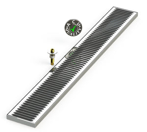 Surface Mount Drip Tray with Drain 5" X 40" X 3/4" | Mirror Stainless - ACU Precision Sheet Metal