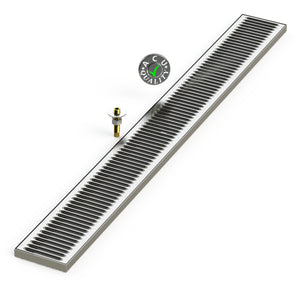 Surface Mount Drip Tray with Drain 5" X 48" X 3/4" | Mirror Stainless - ACU Precision Sheet Metal