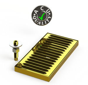 Surface Mount Drip Tray with Drain 5" X 8" X 3/4" | Brass - ACU Precision Sheet Metal