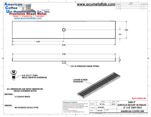 Surface Mount Drip Tray with Drain 5" X 8" X 3/4" | Brass - ACU Precision Sheet Metal