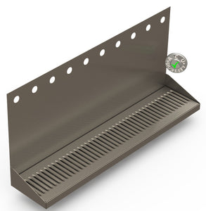 Wall Mount Drip Tray with Double Drains | 6-3/8" X 30" X 14" X 1" | S/S # 4 | 10 Faucet Holes - ACU Precision Sheet Metal