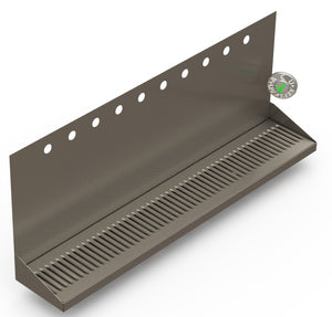 Wall Mount Drip Tray with Double Drains | 6-3/8" X 36" X 14" X 1" | S/S # 4 | 10 Faucet Holes - ACU Precision Sheet Metal