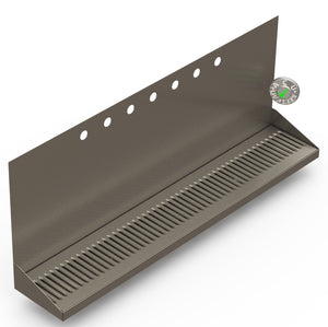 Wall Mount Drip Tray with Double Drains | 6-3/8" X 36" X 14" X 1" | S/S # 4 | 7 Faucet Holes - ACU Precision Sheet Metal