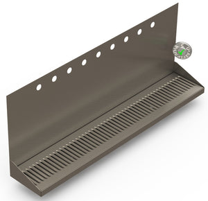 Wall Mount Drip Tray with Double Drains | 6-3/8" X 36" X 14" X 1" | S/S # 4 | 9 Faucet Holes - ACU Precision Sheet Metal
