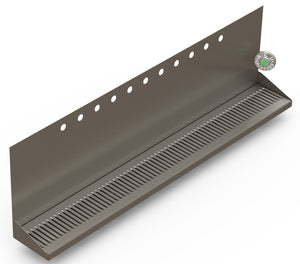 Wall Mount Drip Tray with Double Drains | 6-3/8" X 48" X 14" X 1" | S/S # 4 | 11 Faucet Holes - ACU Precision Sheet Metal
