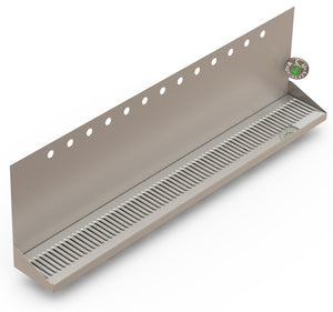 Wall Mount Drip Tray with Double Drains | 6-3/8" X 48" X 14" X 1" | Stainless Steel Mirror Finish | 13 Faucet Holes - ACU Precision Sheet Metal