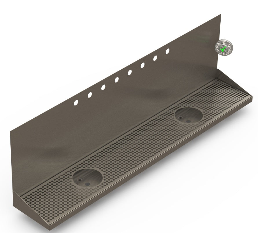Wall Mount Drip Tray with Double Drains and Rinser Holes | 8