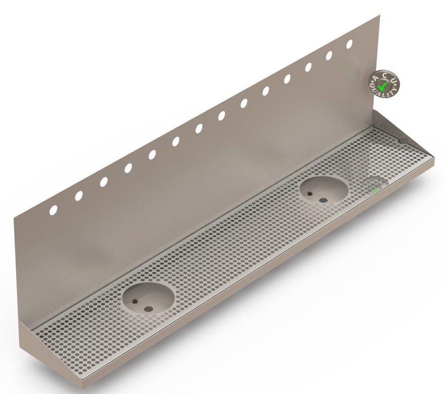 Wall Mount Drip Tray with Double Drains and Rinser Holes | 8