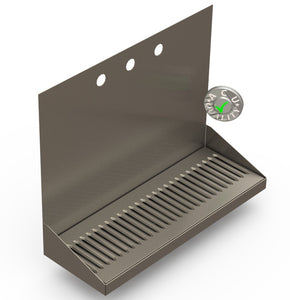 Wall Mount Drip Tray with Drain | 6-3/8" X 18" X 14" X 1" | S/S # 4 | 3 Faucet Holes - ACU Precision Sheet Metal