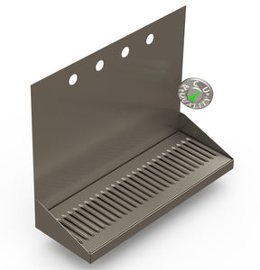 Wall Mount Drip Tray with Drain | 6-3/8" X 18" X 14" X 1" | S/S # 4 | 4 Faucet Holes - ACU Precision Sheet Metal