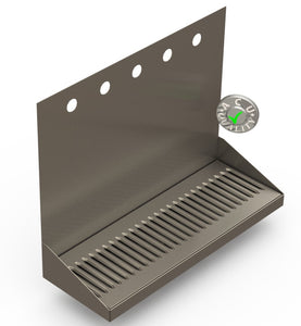 Wall Mount Drip Tray with Drain | 6-3/8" X 18" X 14" X 1" | S/S # 4 | 5 Faucet Holes - ACU Precision Sheet Metal