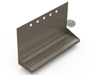 Wall Mount Drip Tray with Drain | 6-3/8" X 24" X 14" X 1" | S/S # 4 | 5 Faucet Holes - ACU Precision Sheet Metal