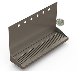Wall Mount Drip Tray with Drain | 6-3/8" X 24" X 14" X 1" | S/S # 4 | 6 Faucet Holes - ACU Precision Sheet Metal