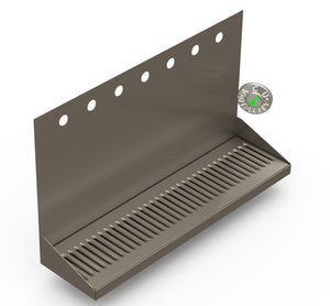 Wall Mount Drip Tray with Drain | 6-3/8" X 24" X 14" X 1" | S/S # 4 | 7 Faucet Holes - ACU Precision Sheet Metal
