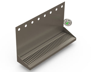 Wall Mount Drip Tray with Drain | 6-3/8" X 24" X 14" X 1" | S/S # 4 | 8 Faucet Holes - ACU Precision Sheet Metal