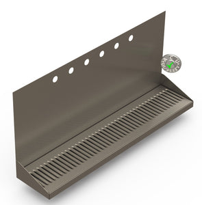 Wall Mount Drip Tray with Drain | 6-3/8" X 30" X 14" X 1" | S/S # 4 | 6 Faucet Holes - ACU Precision Sheet Metal