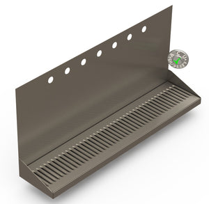 Wall Mount Drip Tray with Drain | 6-3/8" X 30" X 14" X 1" | S/S # 4 | 7 Faucet Holes - ACU Precision Sheet Metal