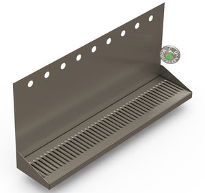 Wall Mount Drip Tray with Drain | 6-3/8" X 30" X 14" X 1" | S/S # 4 | 9 Faucet Holes - ACU Precision Sheet Metal