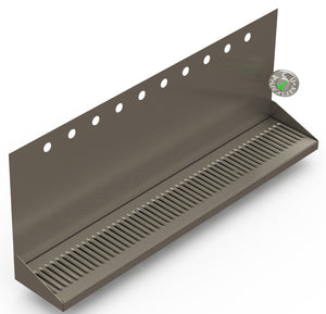 Wall Mount Drip Tray with Drain | 6-3/8" X 36" X 14" X 1" | S/S # 4 | 10 Faucet Holes - ACU Precision Sheet Metal