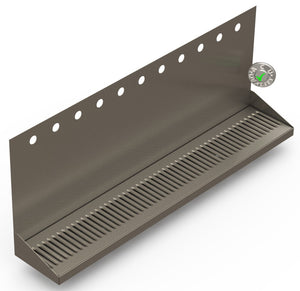 Wall Mount Drip Tray with Drain | 6-3/8" X 36" X 14" X 1" | S/S # 4 | 11 Faucet Holes - ACU Precision Sheet Metal