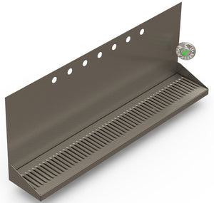 Wall Mount Drip Tray with Drain | 6-3/8" X 36" X 14" X 1" | S/S # 4 | 7 Faucet Holes - ACU Precision Sheet Metal
