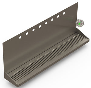 Wall Mount Drip Tray with Drain | 6-3/8" X 36" X 14" X 1" | S/S # 4 | 8 Faucet Holes - ACU Precision Sheet Metal