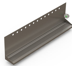 Wall Mount Drip Tray with Drain | 6-3/8" X 48" X 14" X 1" | S/S # 4 | 13 Faucet Holes - ACU Precision Sheet Metal
