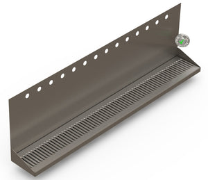 Wall Mount Drip Tray with Drain | 6-3/8" X 48" X 14" X 1" | S/S # 4 | 14 Faucet Holes - ACU Precision Sheet Metal