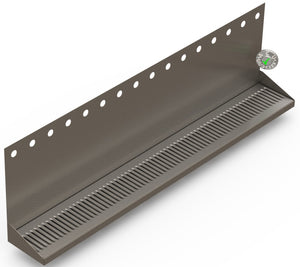Wall Mount Drip Tray with Drain | 6-3/8" X 48" X 14" X 1" | S/S # 4 | 16 Faucet Holes - ACU Precision Sheet Metal