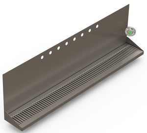 Wall Mount Drip Tray with Drain | 6-3/8" X 48" X 14" X 1" | S/S # 4 | 8 Faucet Holes - ACU Precision Sheet Metal