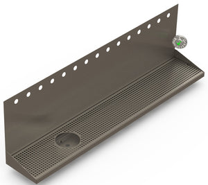 Wall Mount Drip Tray with Drain and Left Rinser Hole | 8" X 48" X 14" X 1" | S/S # 4 | 15 Faucet Holes - ACU Precision Sheet Metal