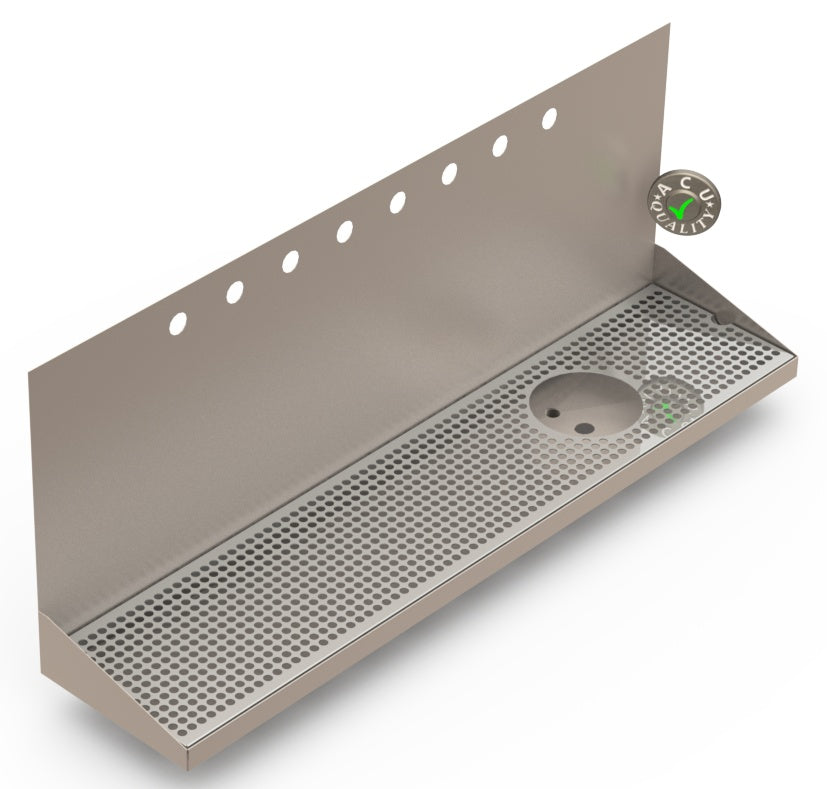 Wall Mount Drip Tray with Drain and Right Rinser Hole | 8