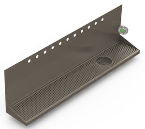 Wall Mount Drip Tray with Drain and Right Rinser Hole | 8" X 48" X 14" X 1" | S/S # 4 | 11 Faucet Holes - ACU Precision Sheet Metal