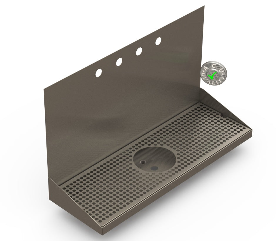 Wall Mount Drip Tray with Drain and Rinser Hole | 8
