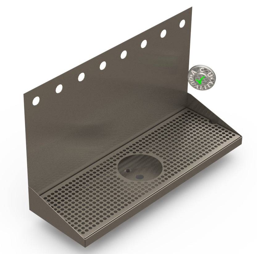 Wall Mount Drip Tray with Drain and Rinser Hole | 8