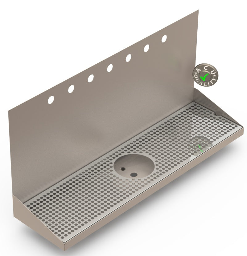 Wall Mount Drip Tray with Drain and Rinser Hole | 8