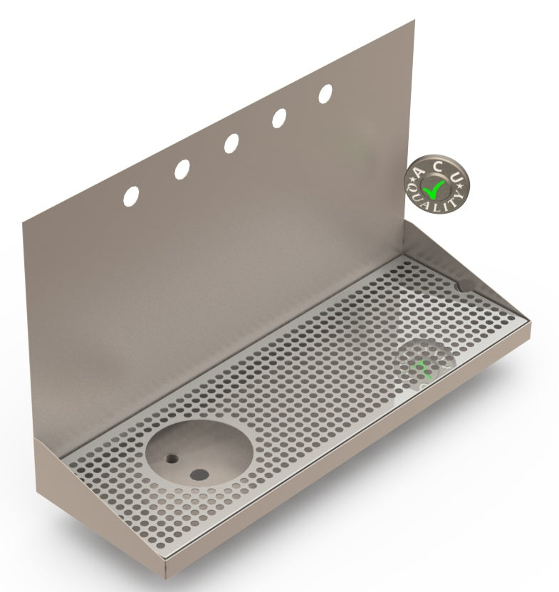 Wall Mount Drip Tray with Left Drain and Rinser Hole | 8