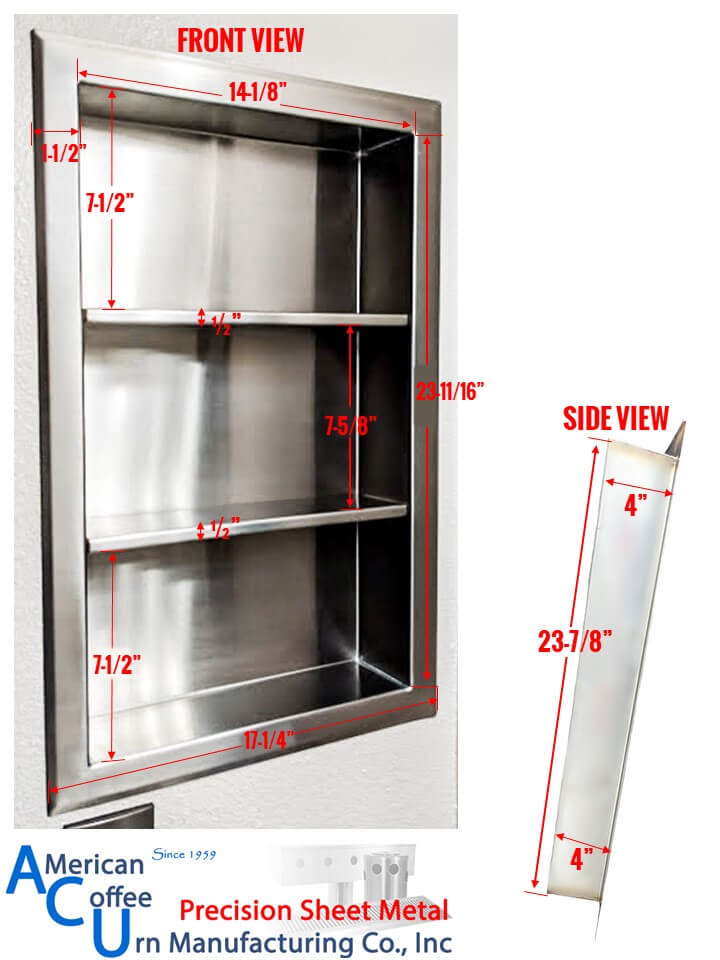 Measurements for our stainless steel niche medicine cabinet