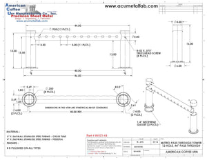 Metro Pass Through Tower 12 Faucet Holes | Mirror Stainless Steel